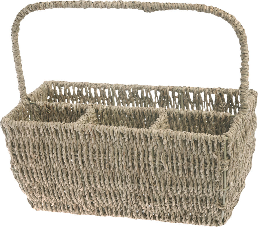 Boston International Seagrass Flatware Basket Caddy with Handle